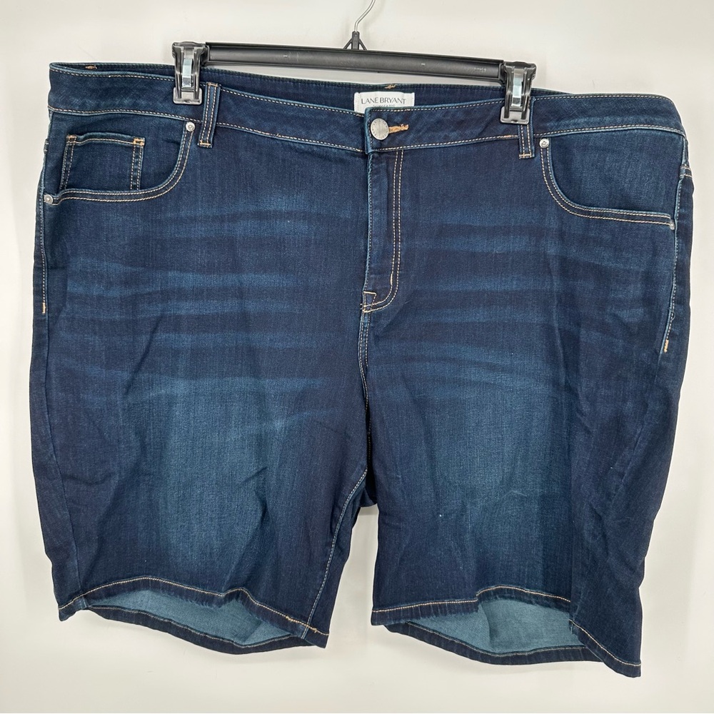 Lane Bryant Denim Jean Bermuda Mid Rise Stretch Dark Wash Shorts Plus Size 28